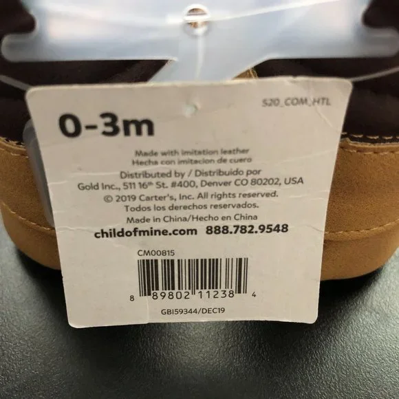 Child of Mine Carters Tan Crib Shoes Work Boot Style Size 0-3 Months - Picture 6 of 9